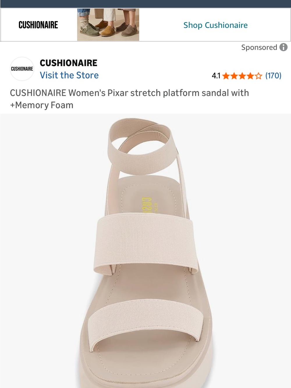 Cushionaire Women's Stretch Platform Sandal in Taupe - Picture 3 of 9